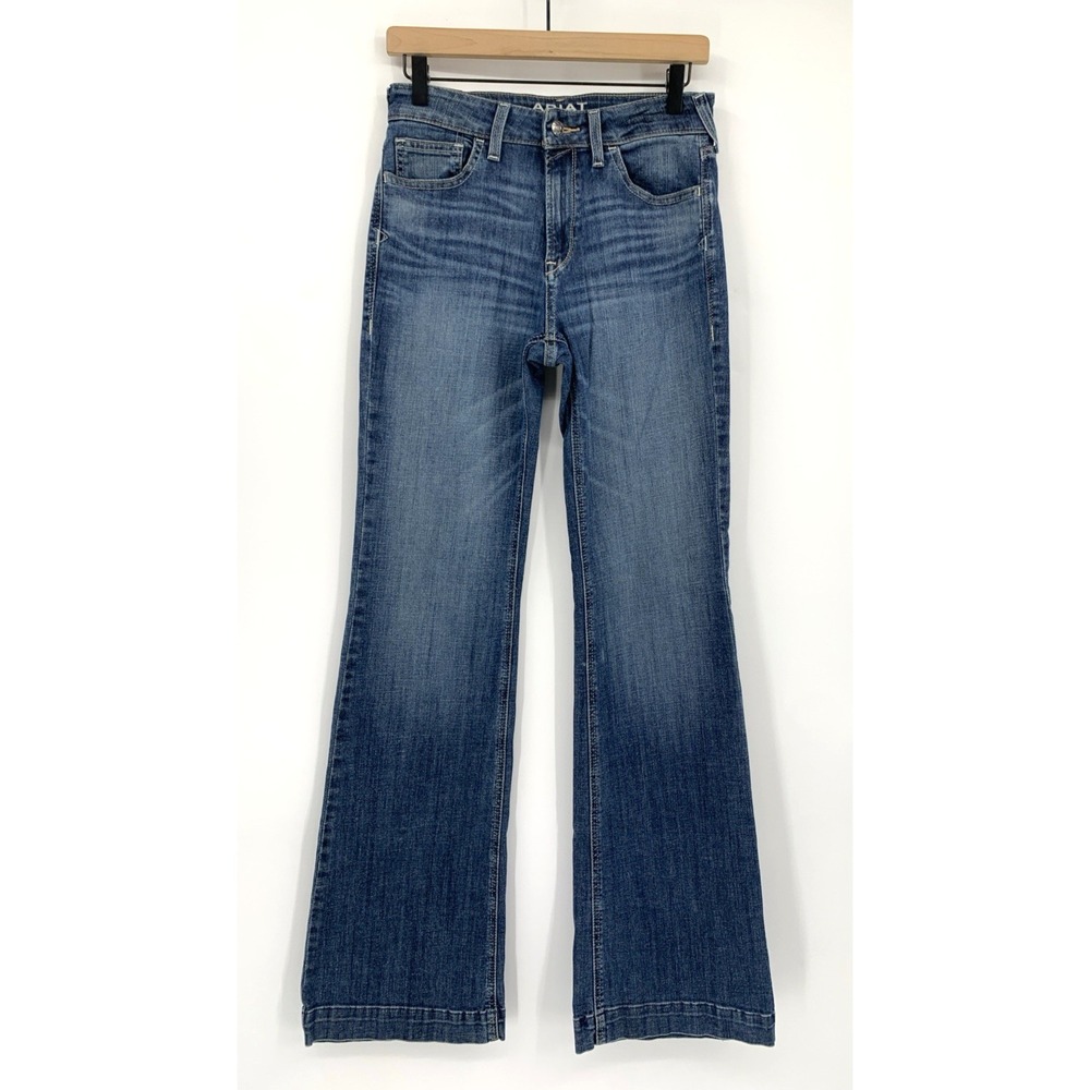 Ariat Jeans Womens 28L Blue Slim Trouser Flare High Rise Western Denim Pants